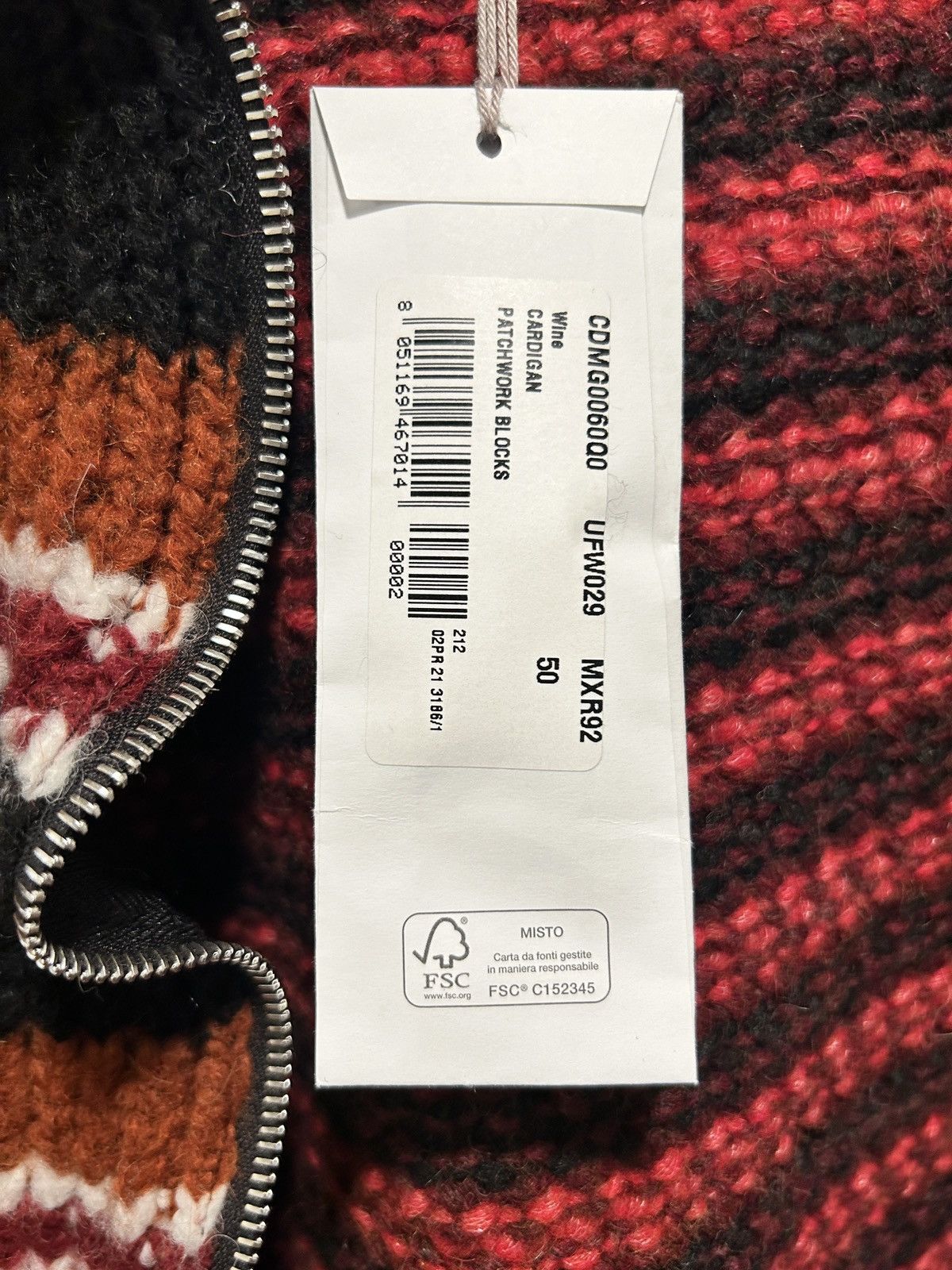 Marni Marni wine cardigan patchwork blocks wavy zipped hooded Size US M / EU 48-50 / 2 - 3 Thumbnail