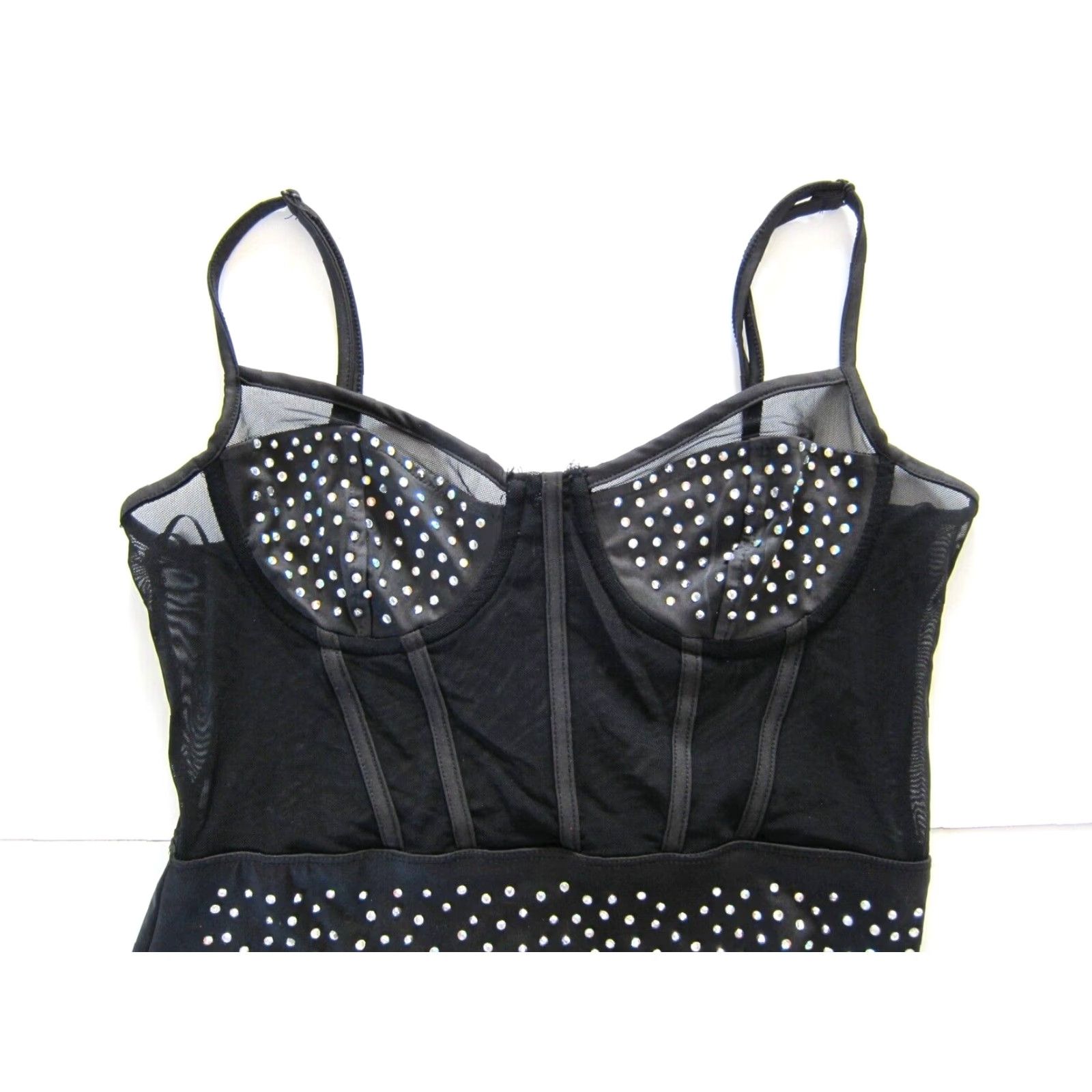 Vintage Blashe Black Diamond Stretch Underwire Spaghetti Strap Bodycon Dress Medium Size M / US 6-8 / IT 42-44 - 3 Thumbnail