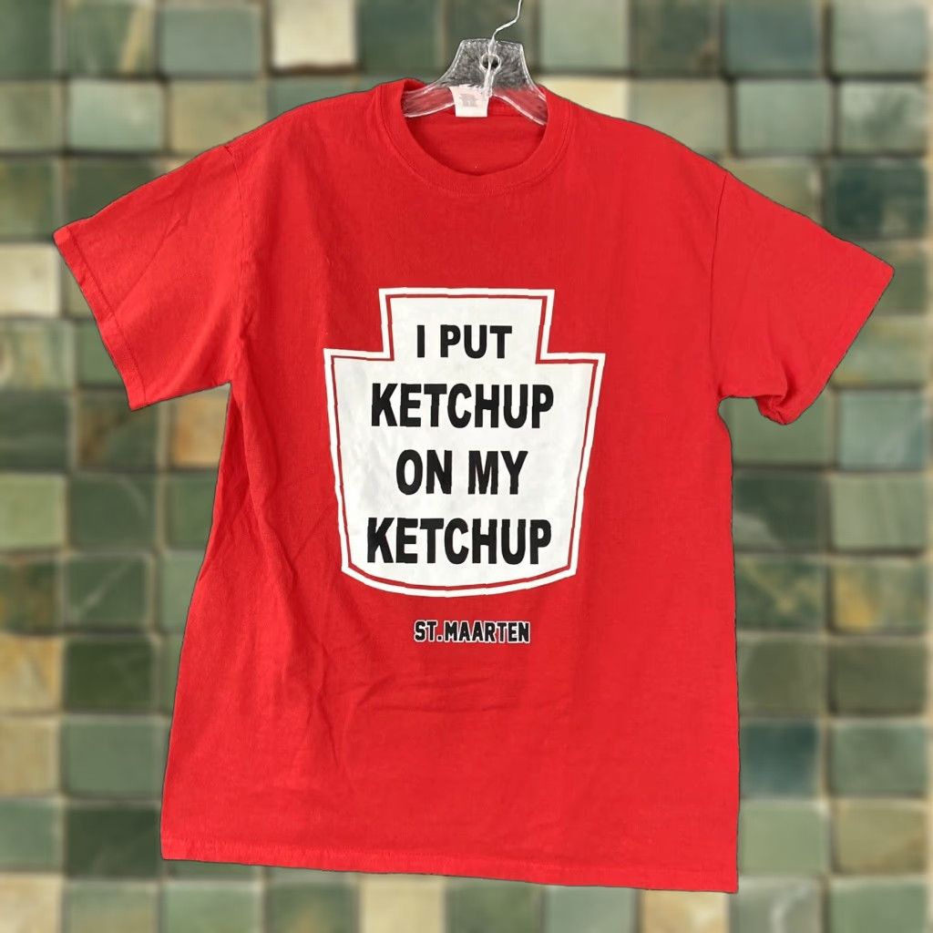 Gildan Gildan T-Shirt Mens M Red I Put Ketchup On My Ketchup St. Maarten Tshirt Side M Size US M / EU 48-50 / 2 - 1 Thumbnail