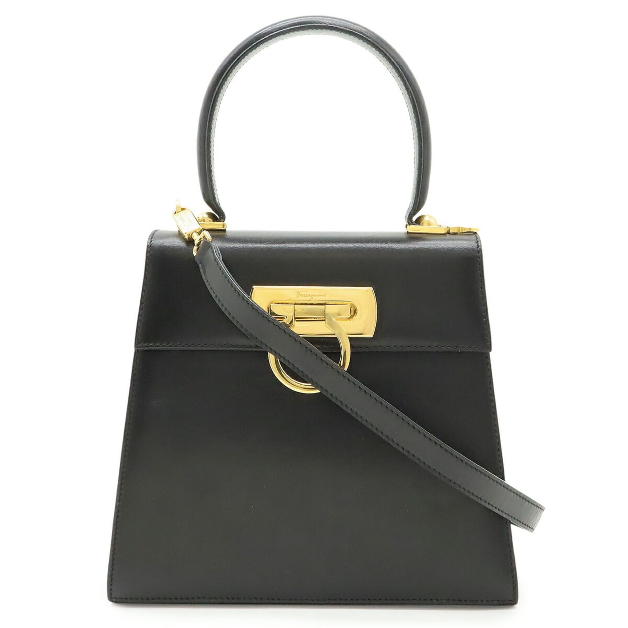 Salvatore Ferragamo Salvatore Ferragamo Gancini Handbag/Shoulder Bag, Leather, Black, BV-212193 Size ONE SIZE - 1 Thumbnail