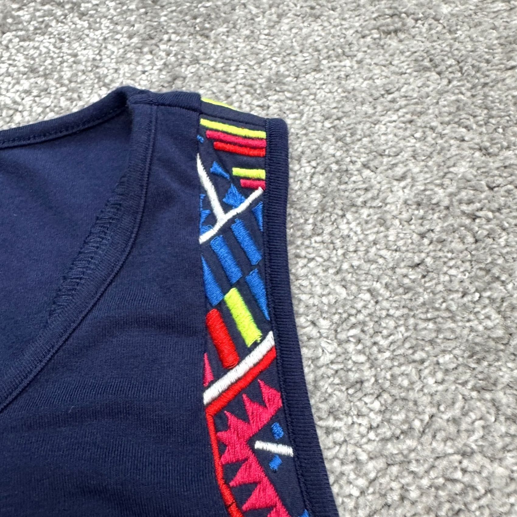 Vintage Tart Embroidered A-Line Tank Swing Dress Women Small Navy Blue Sleeveless Casual Size S / US 4 / IT 40 - 4 Thumbnail
