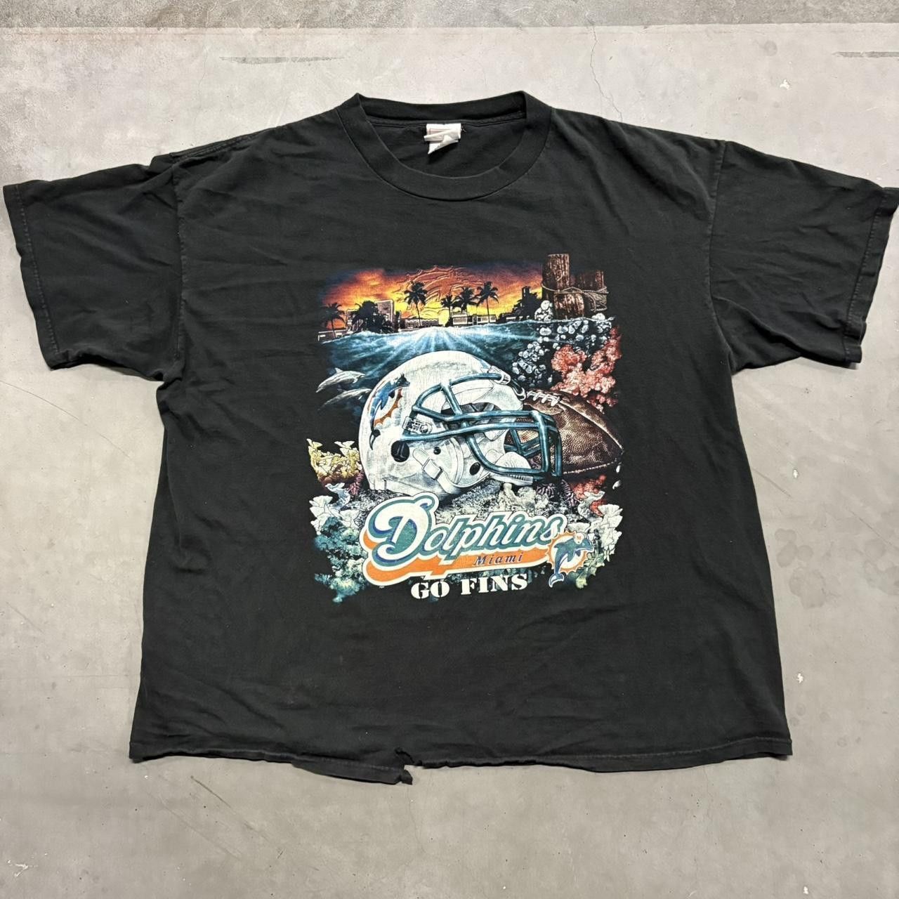 NFL Crazy Vintage Y2K/2000s NFL Miami Dolphins Go Fins Graphic Tee! Size US XXL / EU 58 / 5 - 1 Thumbnail