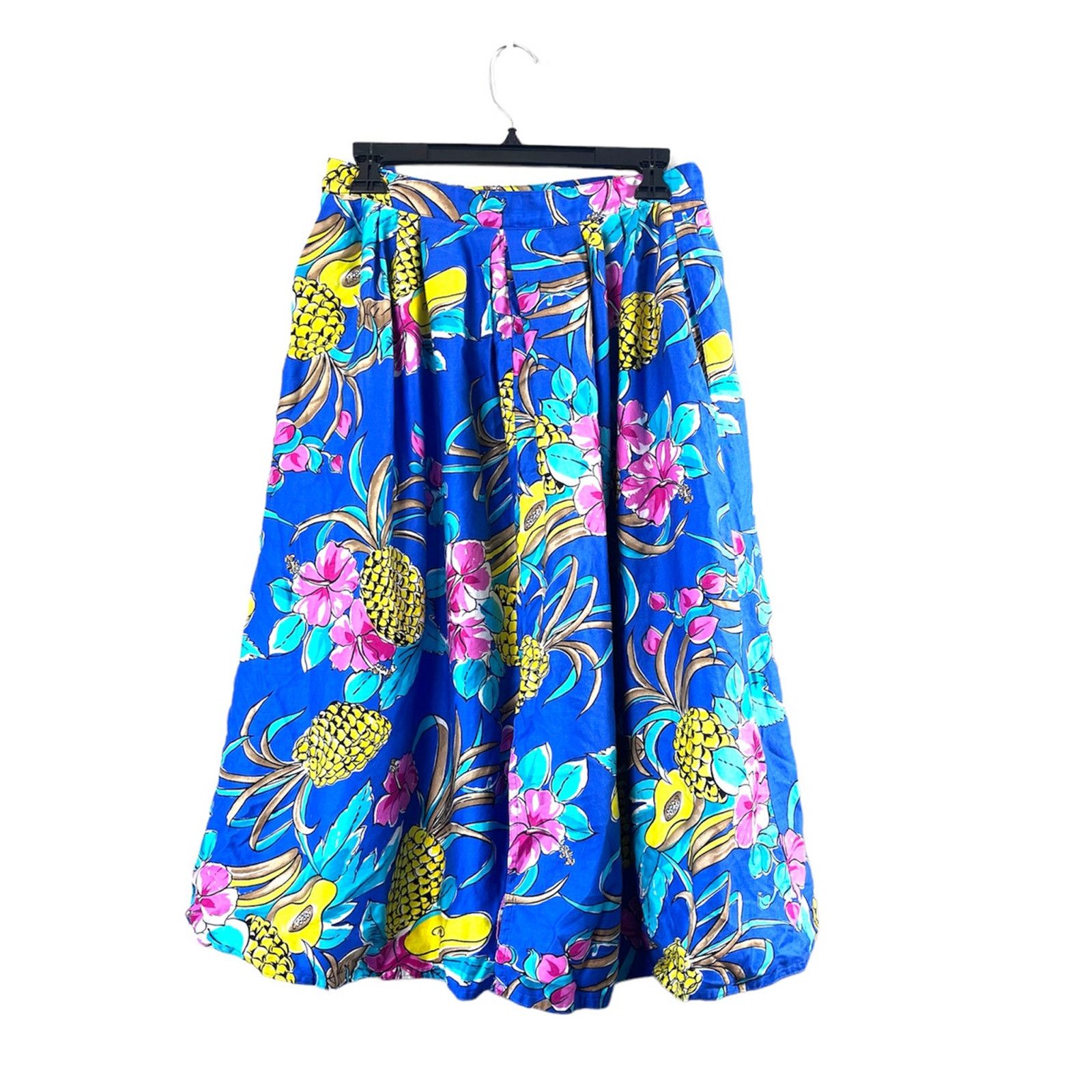 Vintage Vintage Vibrant Paula Saker Pineapple Floral Skirt 10 Size 32" / US 10 / IT 46 - 4 Thumbnail