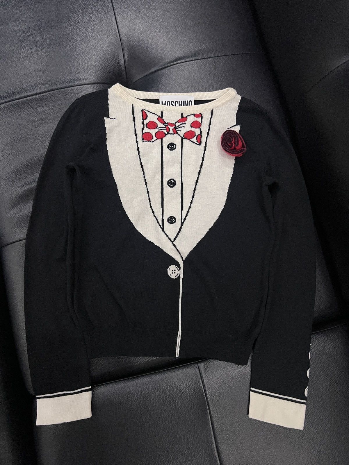 Moschino Moschino Jeremy Scott Trompe-l'œil Bow Rose Knit Top Size M / US 6-8 / IT 42-44 - 1 Thumbnail