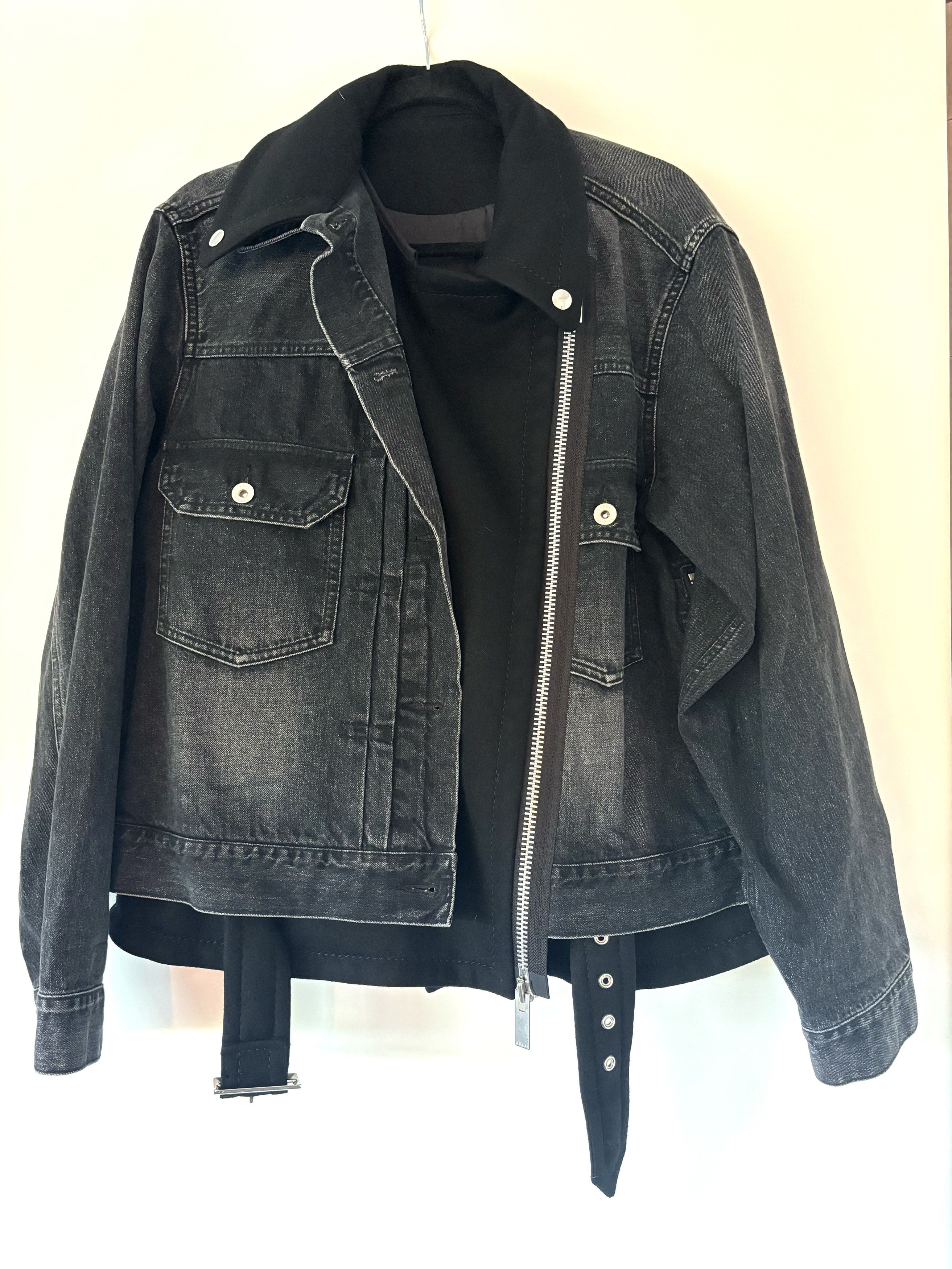 Sacai Sacai Black Wool & Denim Layered Jacket Size M / US 6-8 / IT 42-44 - 3 Thumbnail