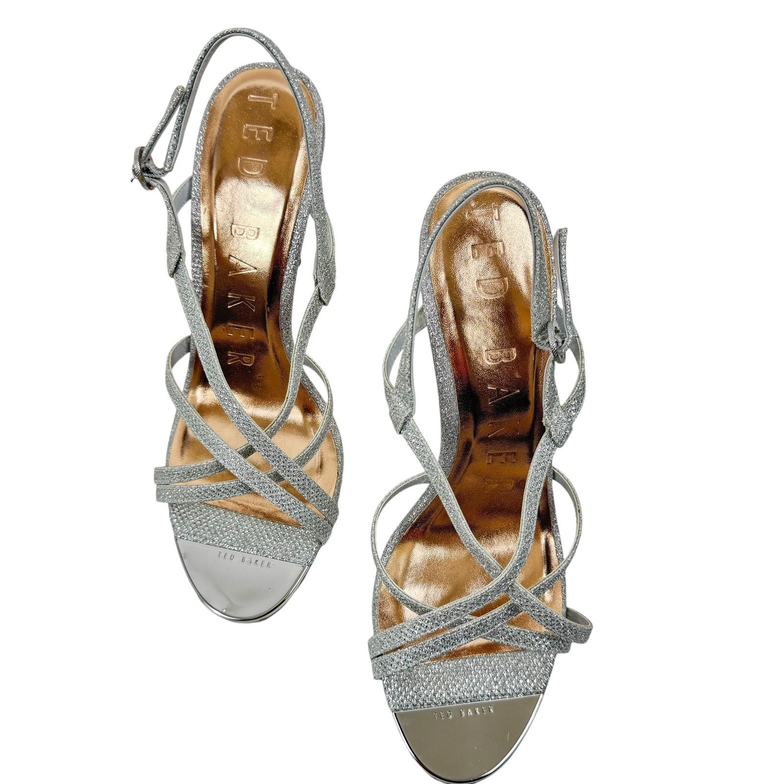 Ted Baker NEW Ted Baker Theanam Leather Metallic Glitter Pumps Silver Size US 10 / IT 40 - 4 Thumbnail