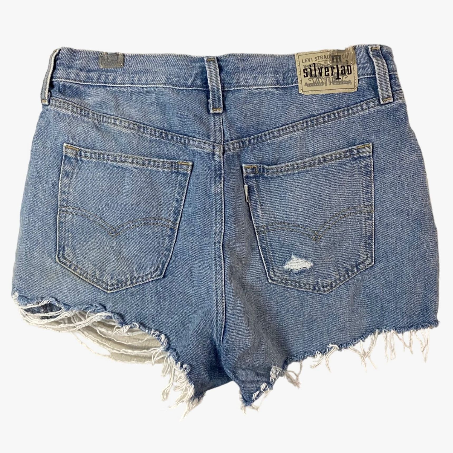 Levi's VINTAGE Levi's Silver Tab Blue Denim Cutoff Mom Shorts High Waist Womens 31 Inseam 3 in 5-Pocket Design Blue Size 24" / US 00 / IT 34 - 3 Thumbnail