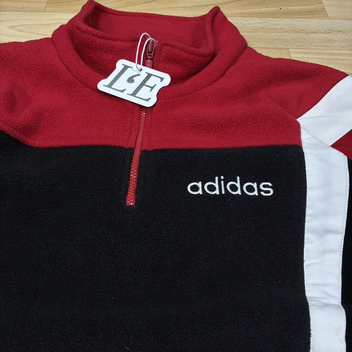 Adidas Mens Adidas Vintage 90s Fleece Jacket Size XL Red-Black Size US XL / EU 56 / 4 - 2 Thumbnail