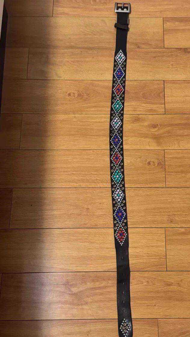Other Kaki Japanese Diamond Rivet Cracked Cowhide Belt Size ONE SIZE - 1 Thumbnail