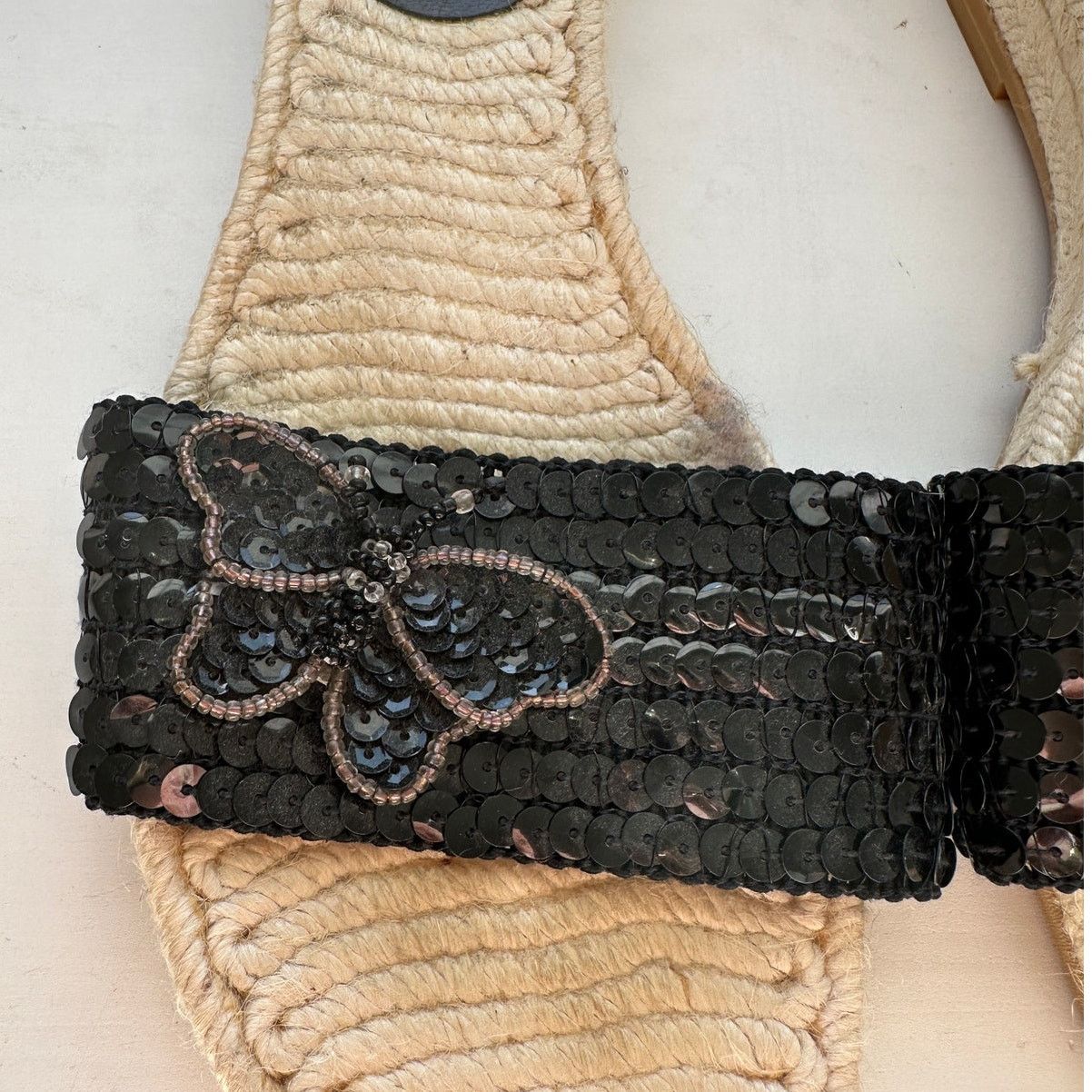 Other Rafe NY Black Sequin Butterfly Espadrille Sandal 38 / 7.5 Size US 7.5 / IT 37.5 - 4 Thumbnail