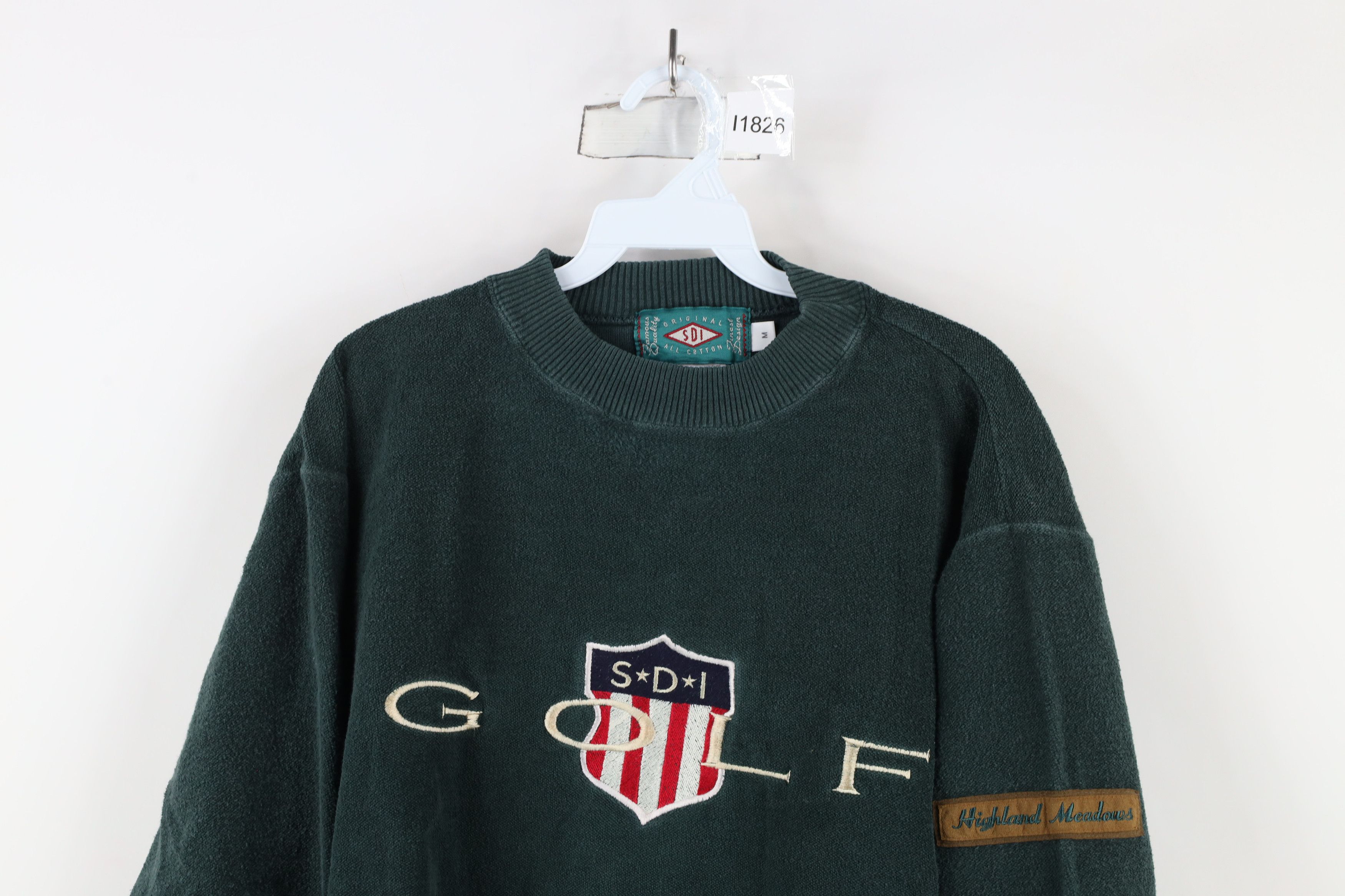 Vintage Vintage 90s Reverse Fleece Highland Meadows Golf Sweatshirt Size US M / EU 48-50 / 2 - 2 Thumbnail