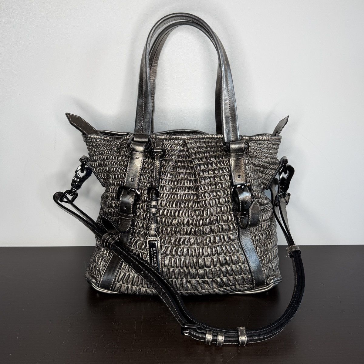Burberry Burberry Silver Leather Runaway Calf Skin Curvy Bag Size ONE SIZE - 1 Thumbnail