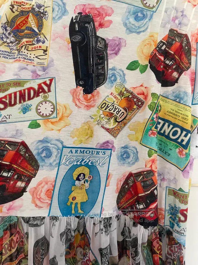 Comme des Garcons Comme Des Garcons Patchwork Printed Dress Top, Rose Car Re Size S / US 4 / IT 40 - 7 Thumbnail