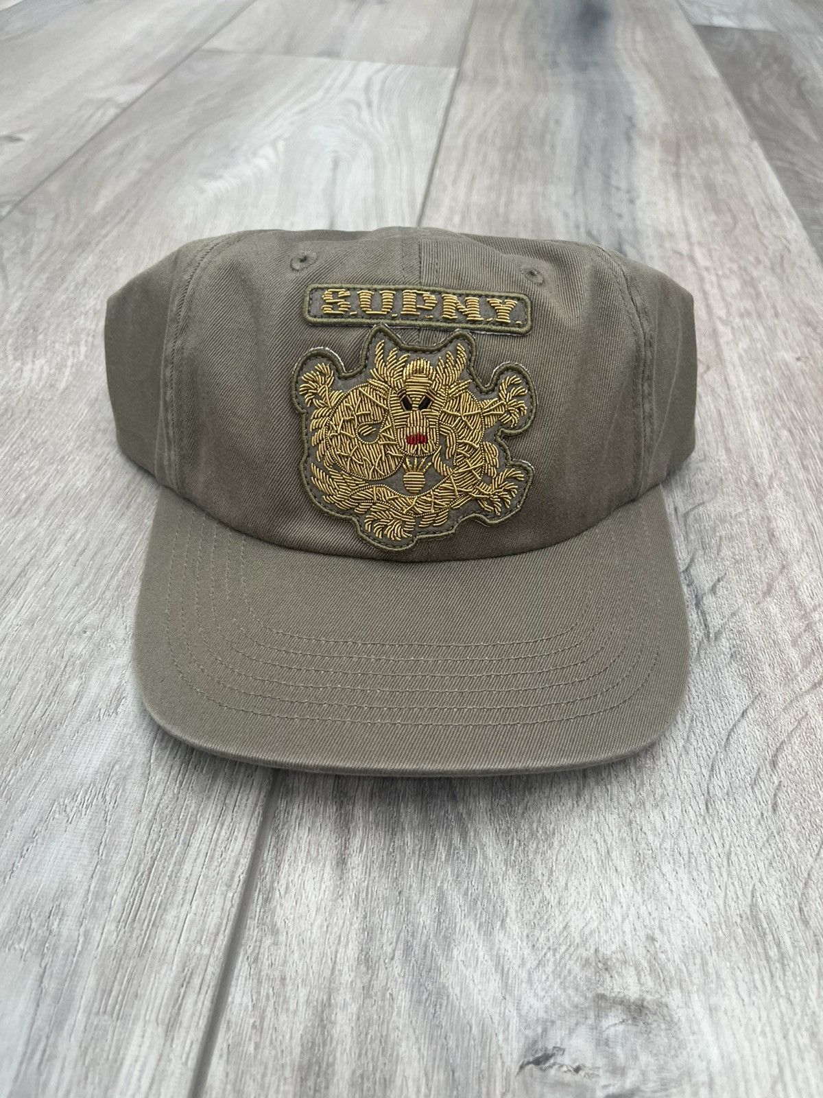 Supreme Dragon Bullion 6 Panel Hat Olive Green
