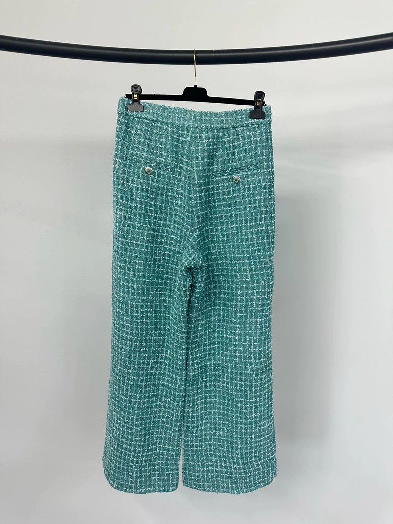 Chanel Chanel 23P Lake Blue Tweed Glazed Buckle Wide-leg Pants Size 25" / US 0 / IT 36 - 2 Thumbnail