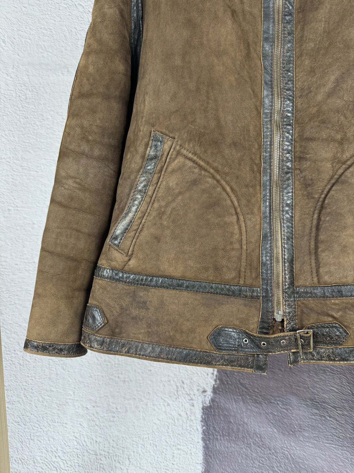 Vintage 90s y2k type b-3 leather shearling brown jacket