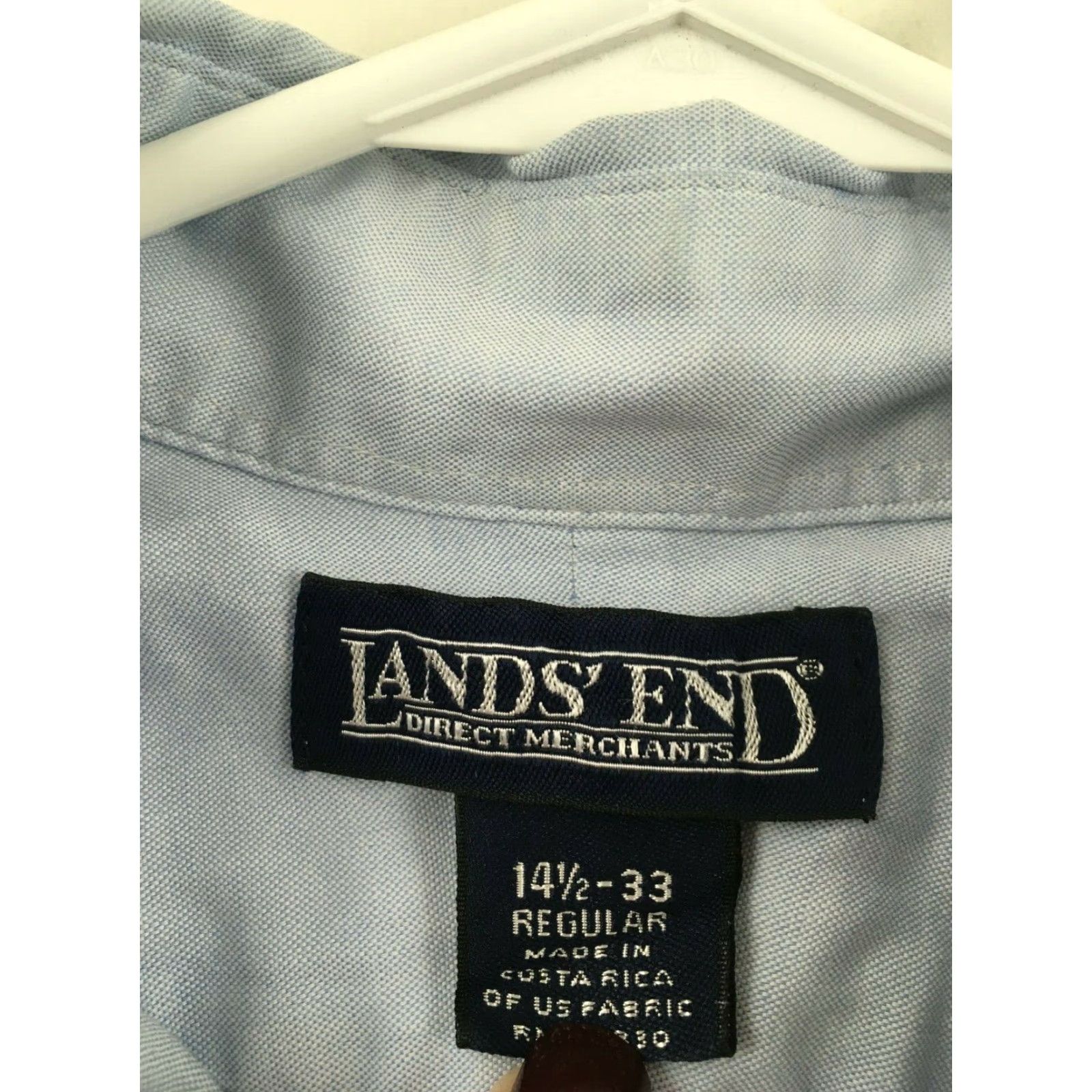 Vintage Land's End Shirt Men’s 14.5 33 Blue Button-Down Long Sleeve Front Pocket Reg. Dress Shirt Size US S / EU 44-46 / 1 - 5 Thumbnail