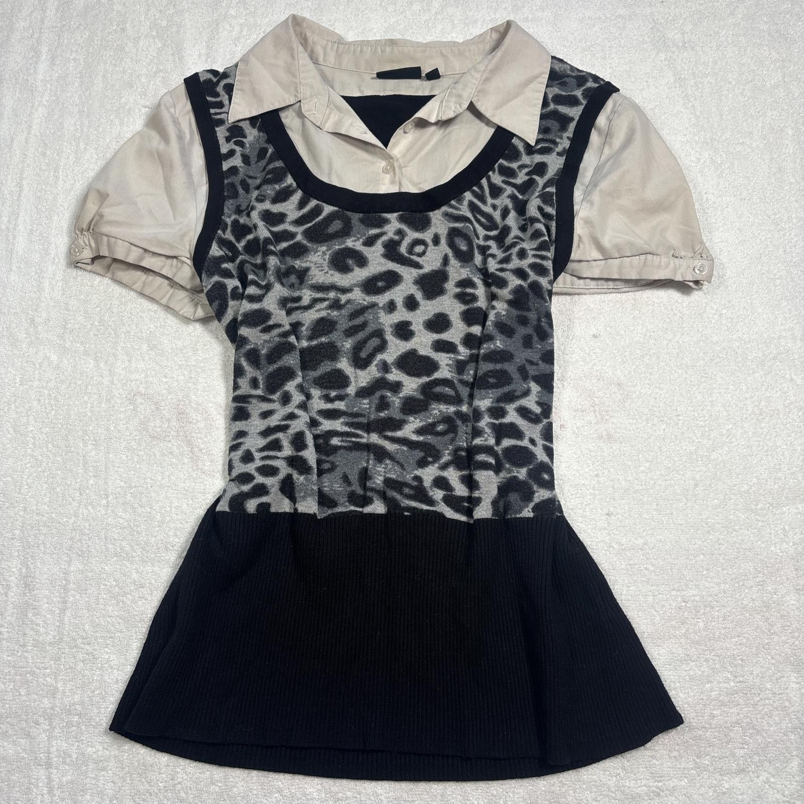 Apt. 9 y2k grunge leopard print layered blouse Size L / US 10 / IT 46 - 1 Thumbnail