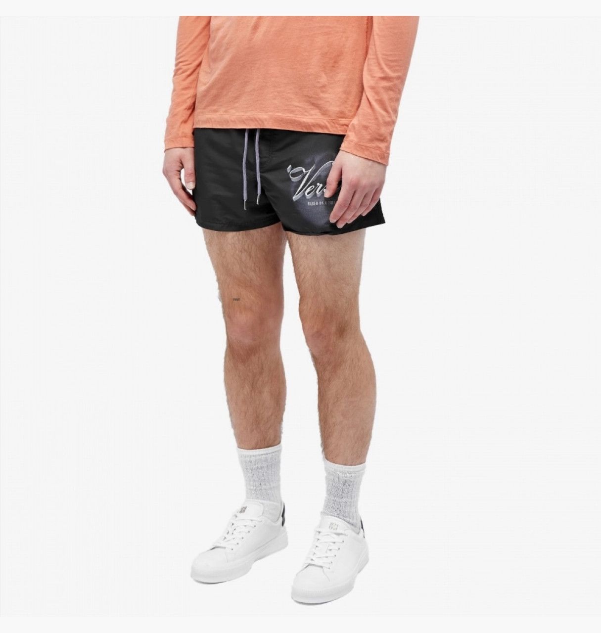 Versace VERSACE black logo film title swim shorts 4 Medium trunks Size US 32 / EU 48 - 2 Thumbnail
