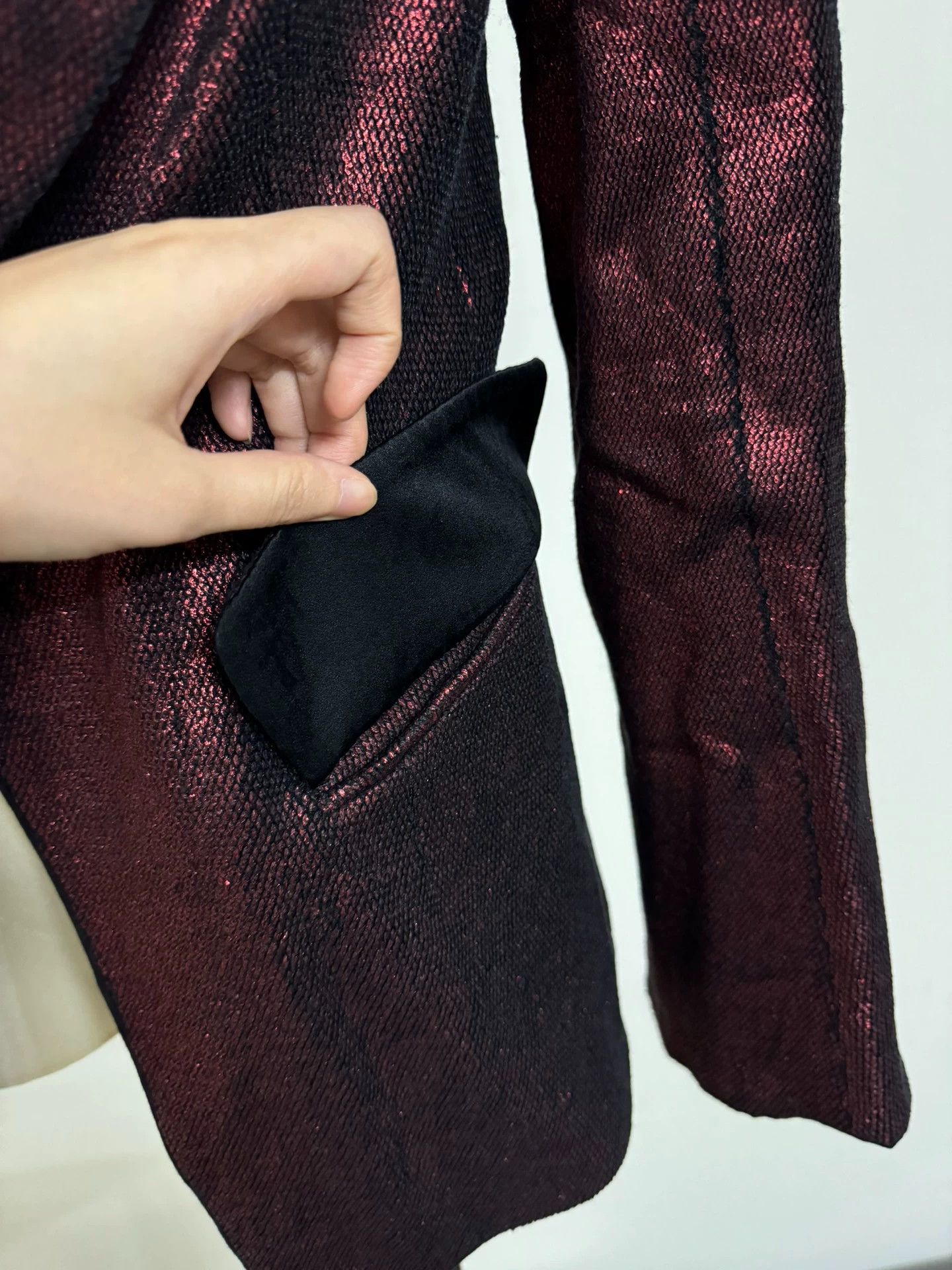Ann Demeulemeester AnnDemeulemeester Dark Red Ribbon Blazer 38 Shimmer Size XS / US 0-2 / IT 36-38 - 6 Thumbnail