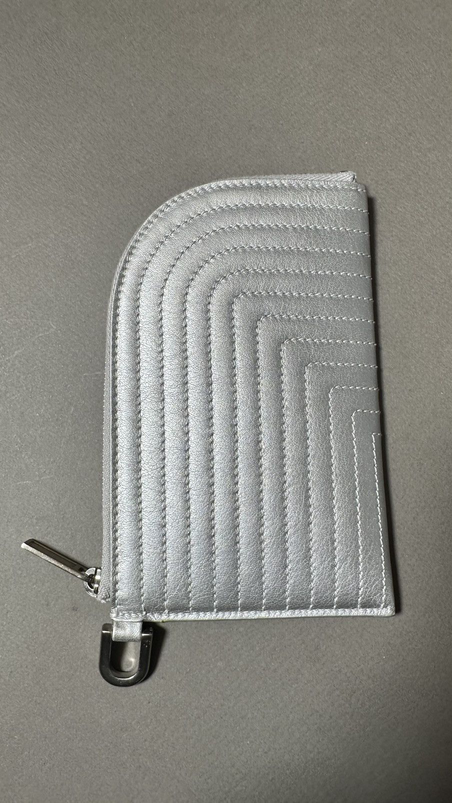 Rick Owens Rick Owens FW19 LARRY quilted wallet in silver calf Size ONE SIZE - 1 Thumbnail