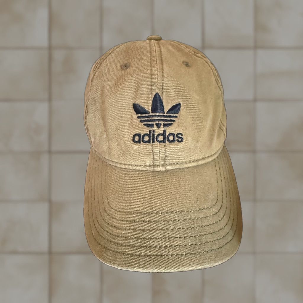 Adidas VINTAGE adidas Strapback Hat Green Embroidered Trefoil Logo Adjustable Clean Distressed Size ONE SIZE - 1 Thumbnail