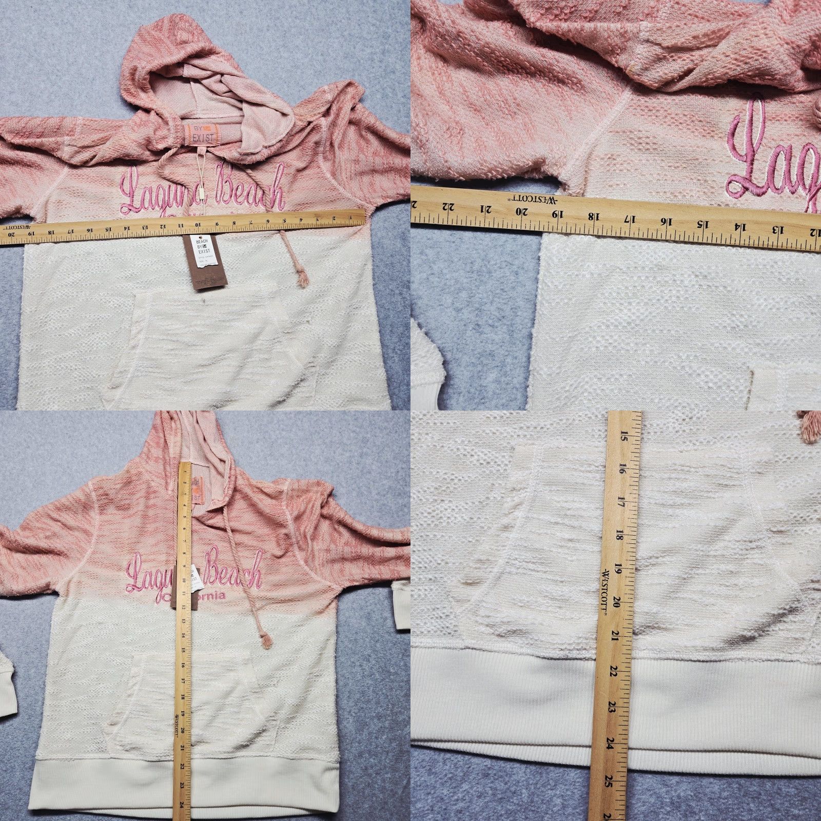 Vintage Laguna Beach Womens XL Hoodie Pink Ombre Embroidered Pullover Casual Beach by Exist Pullover Hoodie Wool? (Note: incorrect) Size XL / US 12-14 / IT 48-50 - 9 Thumbnail