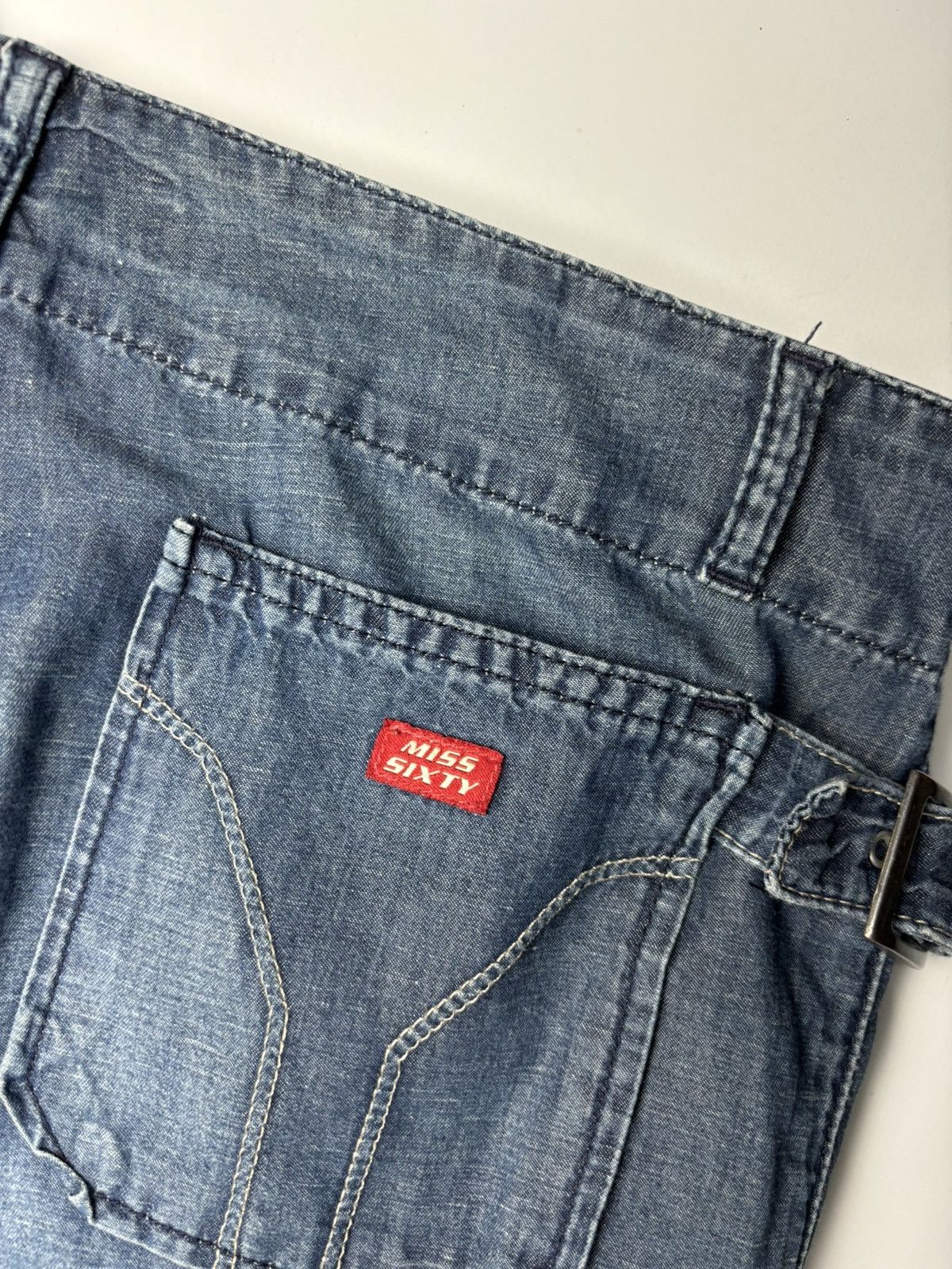 MISS SIXTY VINTAGE JEANS LIGHT FLARED BONDAGE DENIM PANTS