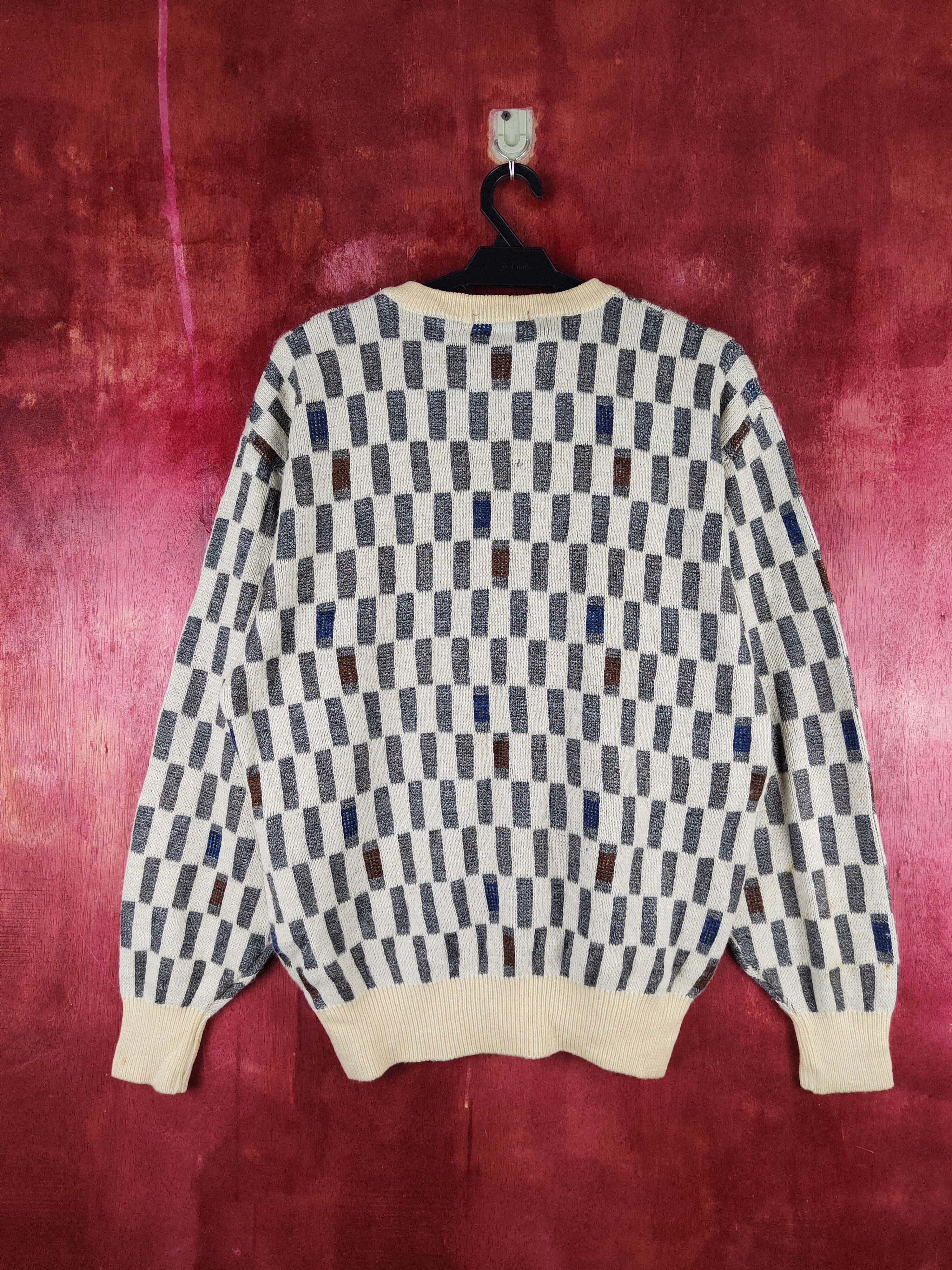 Lancel Lancel vintage checkered Cream Knitwear Sweatshirts #S2352 Size US L / EU 52-54 / 3 - 7 Thumbnail