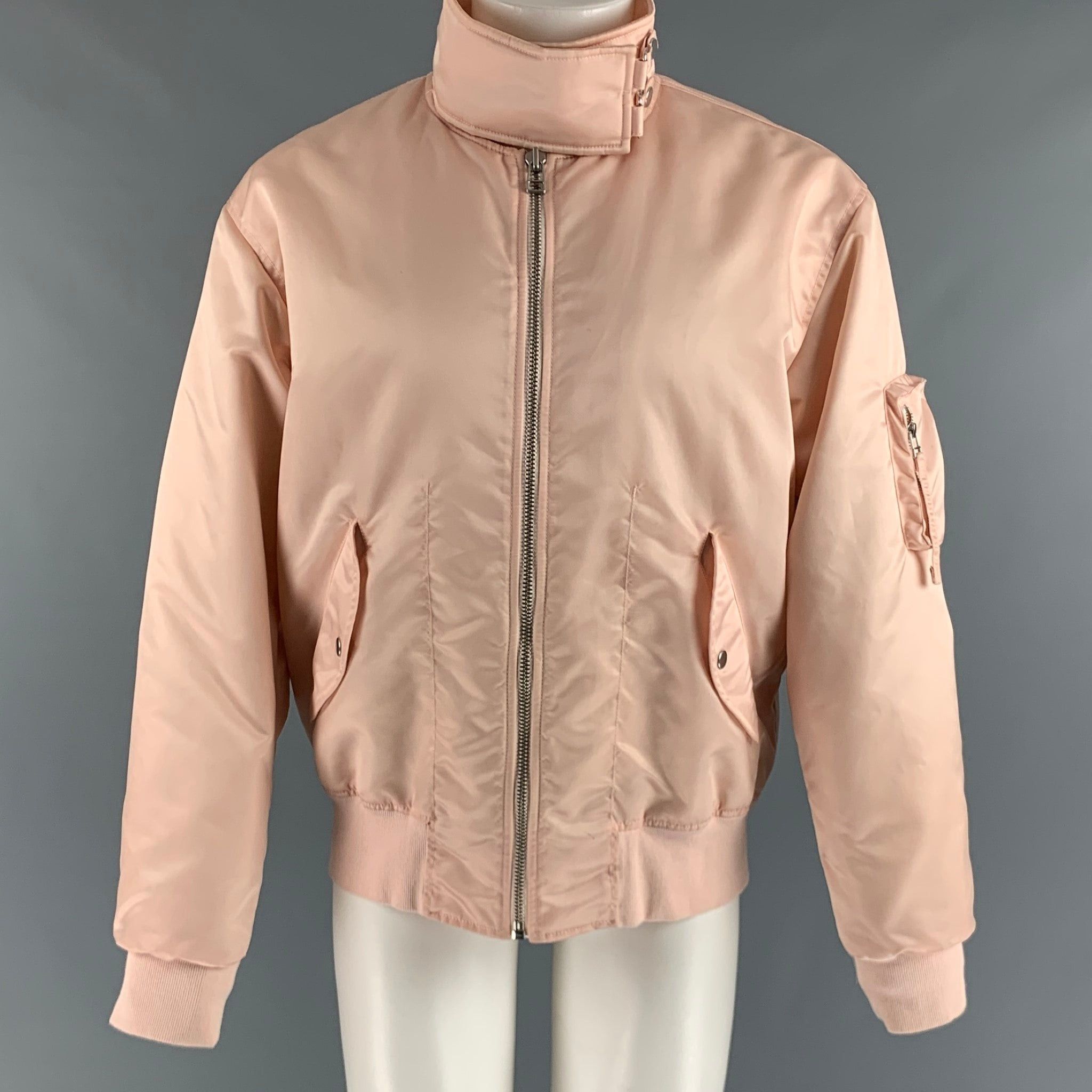 image of Helmut Lang Pink Nylon Bomber Jacket, Men's (Size Medium)