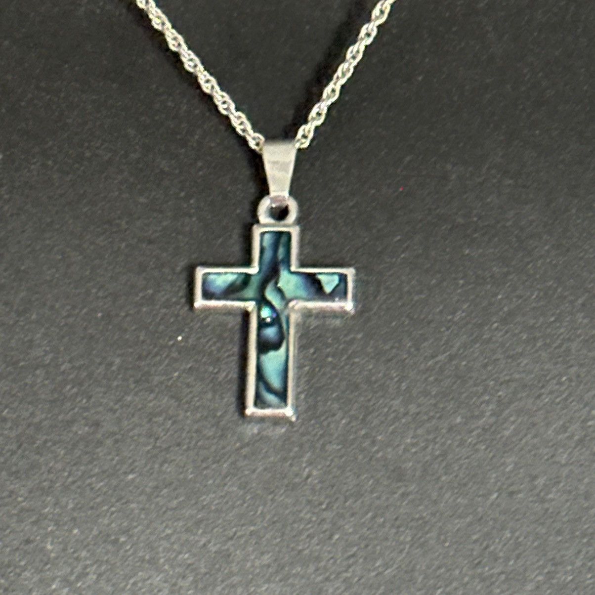 Other Silver tone abalone cross pendant necklace Size ONE SIZE - 2 Thumbnail