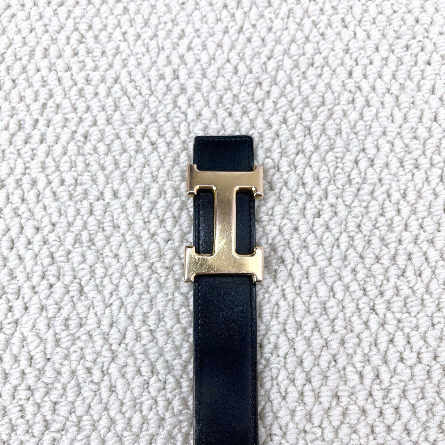Hermes Hermes Togo Black Gold H Reversible Belt Size ONE SIZE - 3 Thumbnail