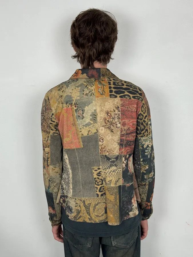 Roberto Cavalli 2000s Roberto Cavalli Suede Multicolor Patchwork Leopard Shirt Size US S / EU 44-46 / 1 - 3 Thumbnail