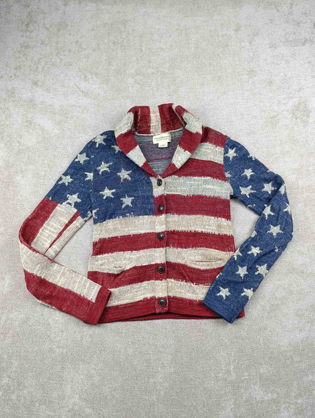 Denim & Supply Ralph Lauren DENIM SUPPLY RALPH LAUREN AMERICAN FLAG W'SWEATER CARDIGAN Size S / US 4 / IT 40 - 1 Thumbnail