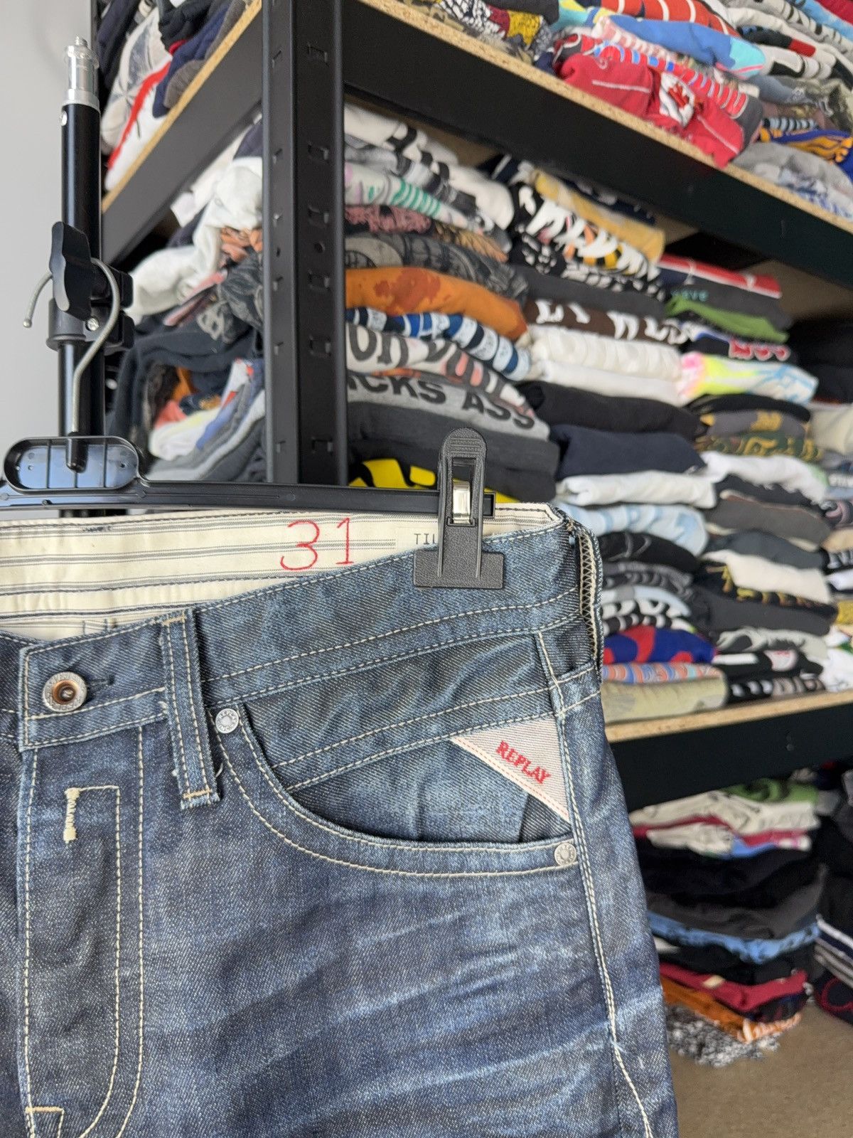 Replay Luxury 00s Replay Blue Denim pants Jeans W31 Vintage Italy Size US 31 - 3 Thumbnail