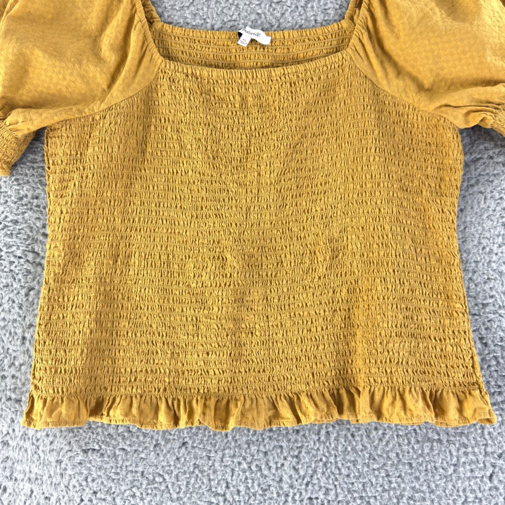 Madewell Madewell Lucie Puff Sleeve Smocked Bodice Top Womens XL Yellow Pullover Size XL / US 12-14 / IT 48-50 - 4 Thumbnail