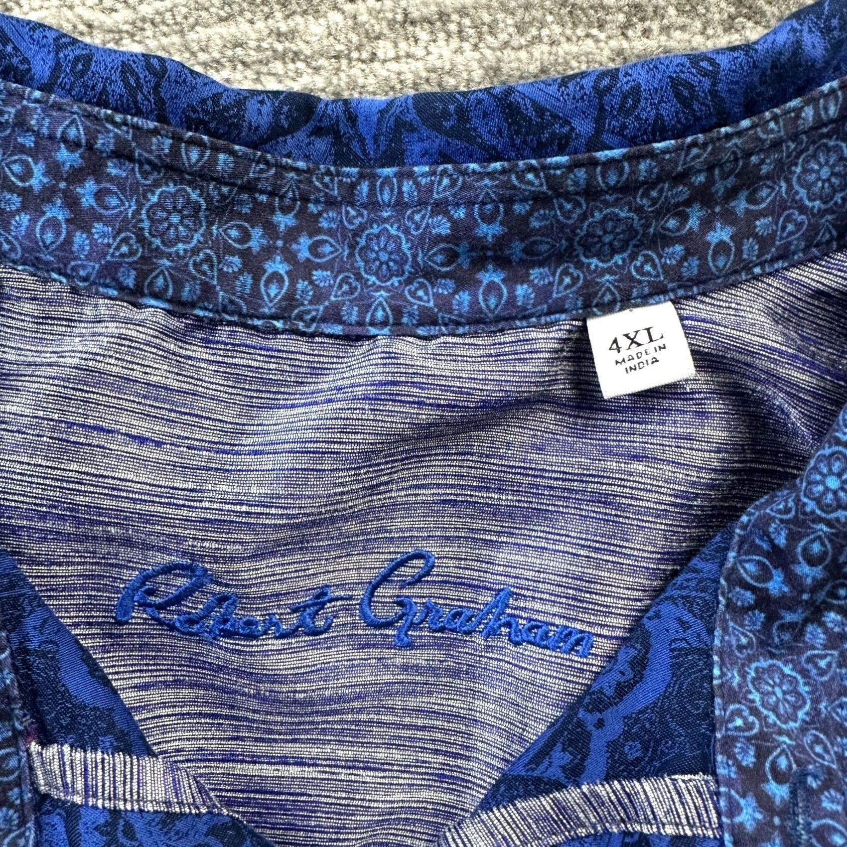 Robert Graham Robert Graham Shirt Mens 4XL Blue Paisley Button-Up Collar Long Sleeve Vintage? No, All Seasons, Classic Fit, Cotton, Button Size US XXL / EU 58 / 5 - 6 Thumbnail