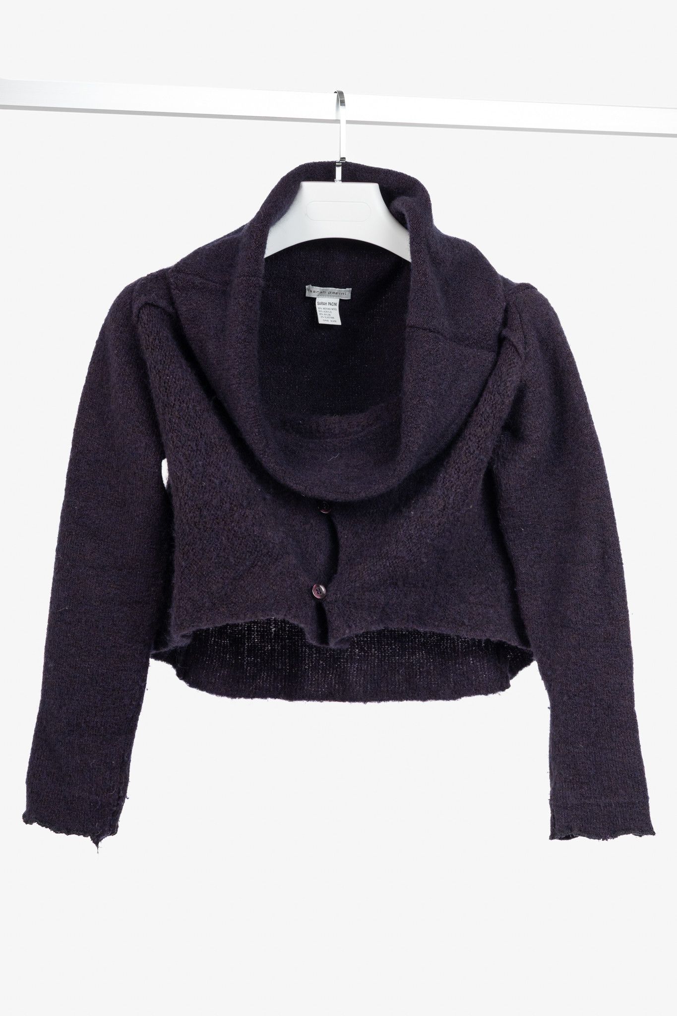 Sarah Pacini Sarah Pacini Wool-Blend Knit Cowl-Neck Cropped Sweater Size ONE SIZE - 1 Thumbnail