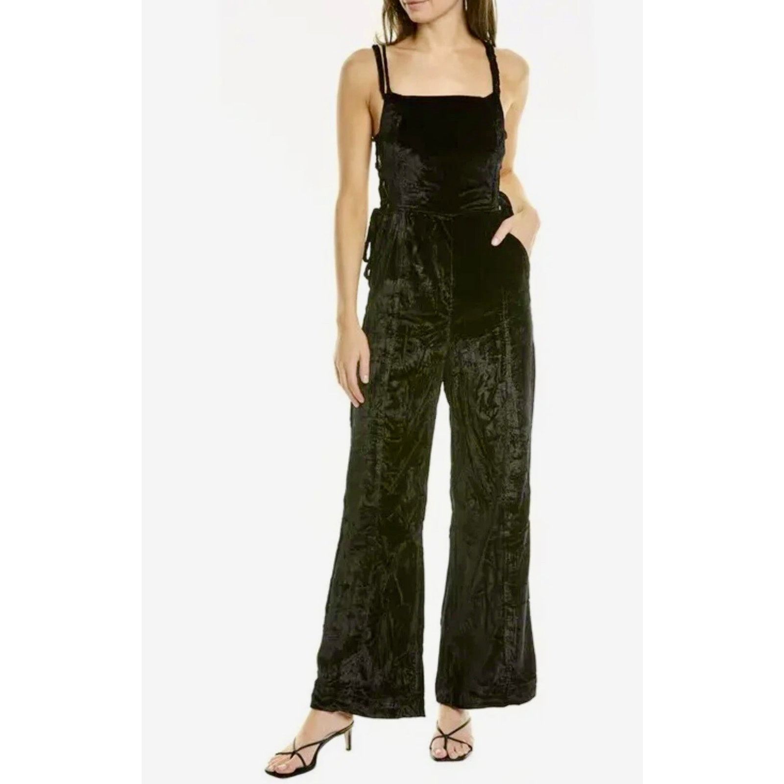 Free People Free People 90s Forever Overalls Crushed Velvet Black size M Size 30" / US 8 / IT 44 - 5 Thumbnail