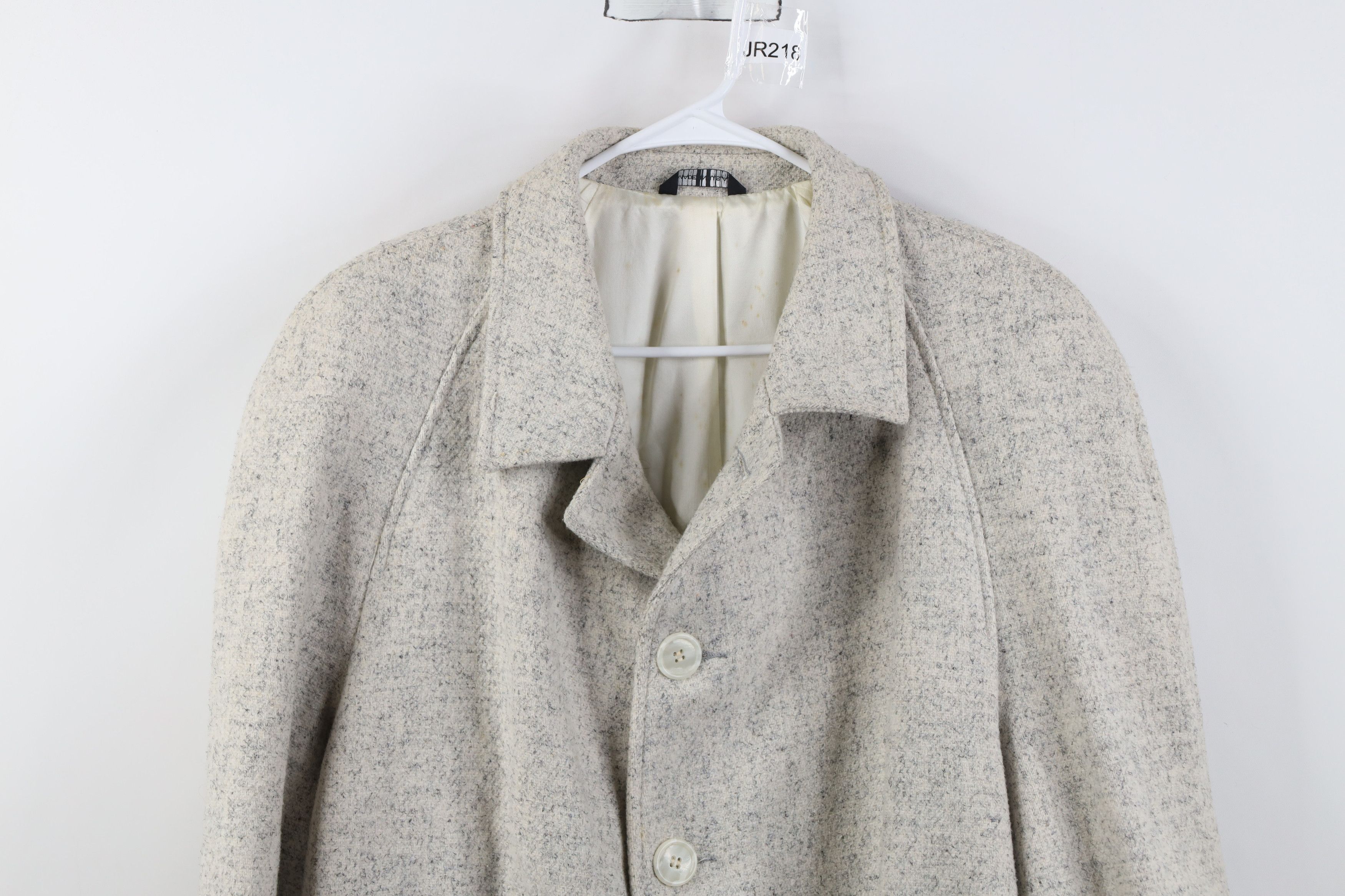 Vintage Deadstock Vintage 70s Wool Tweed Overcoat Jacket Gray USA Size US XXL / EU 58 / 5 - 2 Thumbnail