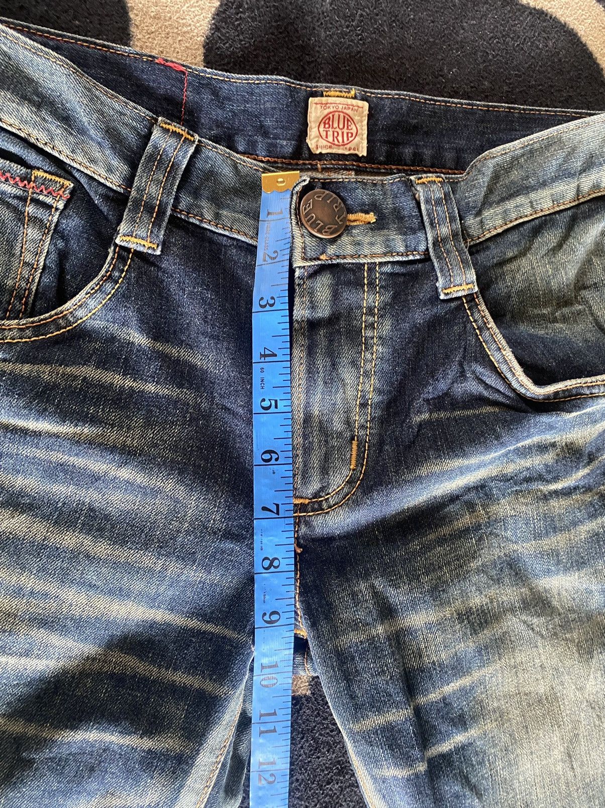 Edwin 🔥FLARE🔥🔥Vintage Edwin Blue Trip Leather Pocket Style Size US 32 / EU 48 - 14 Thumbnail