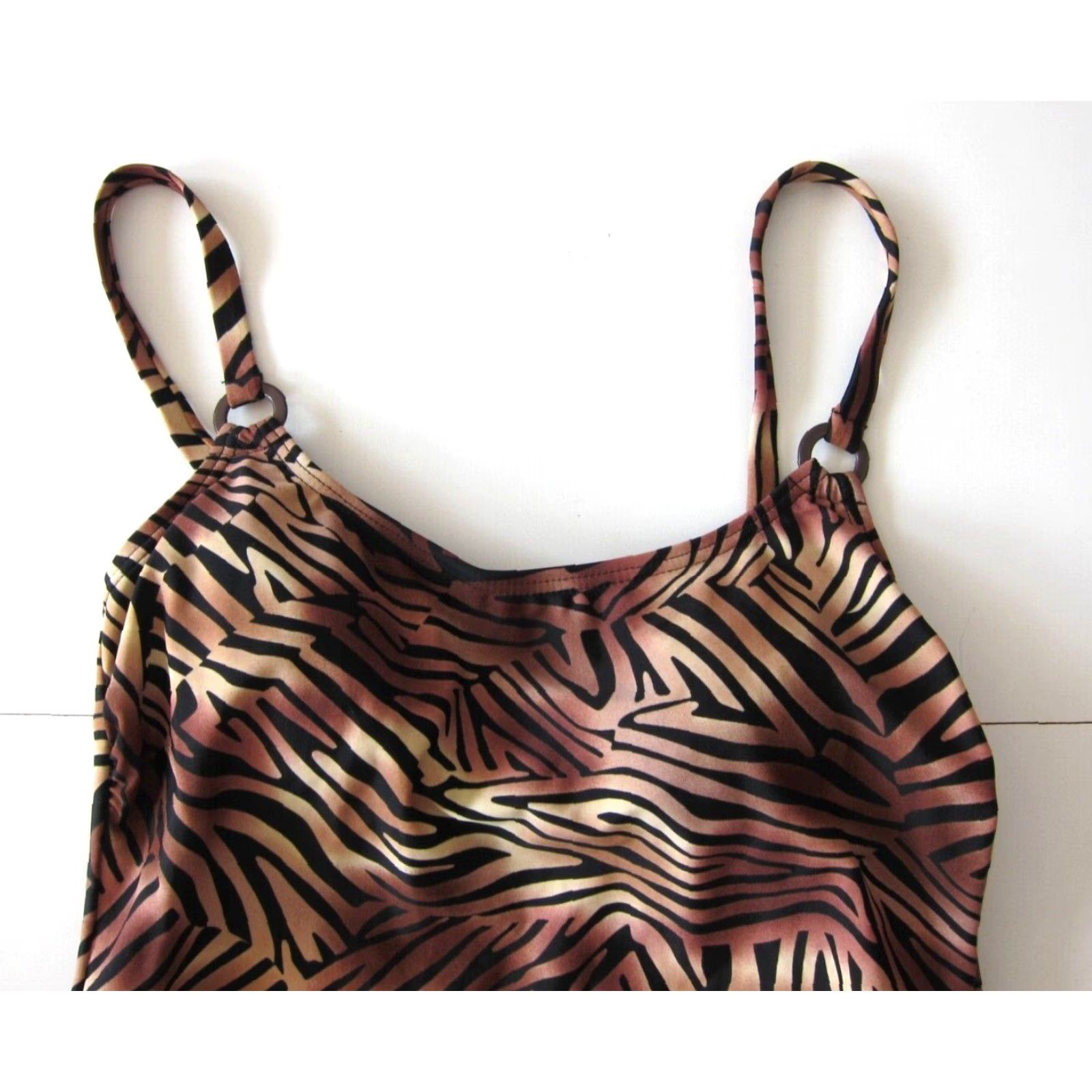Vintage NWT Tropical Honey Tankini Built In Bra Swim Top 8 Women XS Pink Animal Print 90s? Size M / US 6-8 / IT 42-44 - 3 Thumbnail