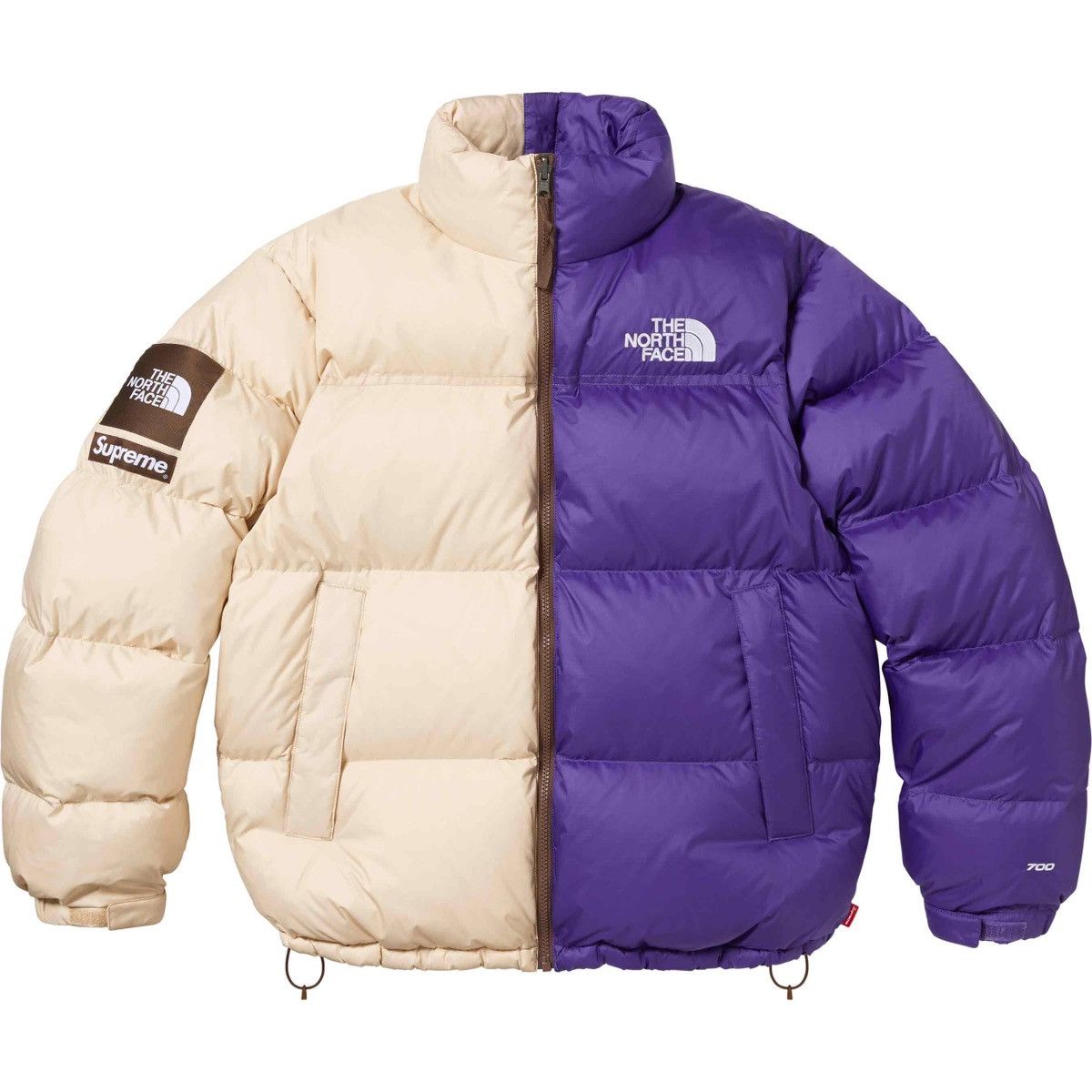 Image of Supreme The North Face Split Nuptse Jacket in Tan, Men's (Size Small)