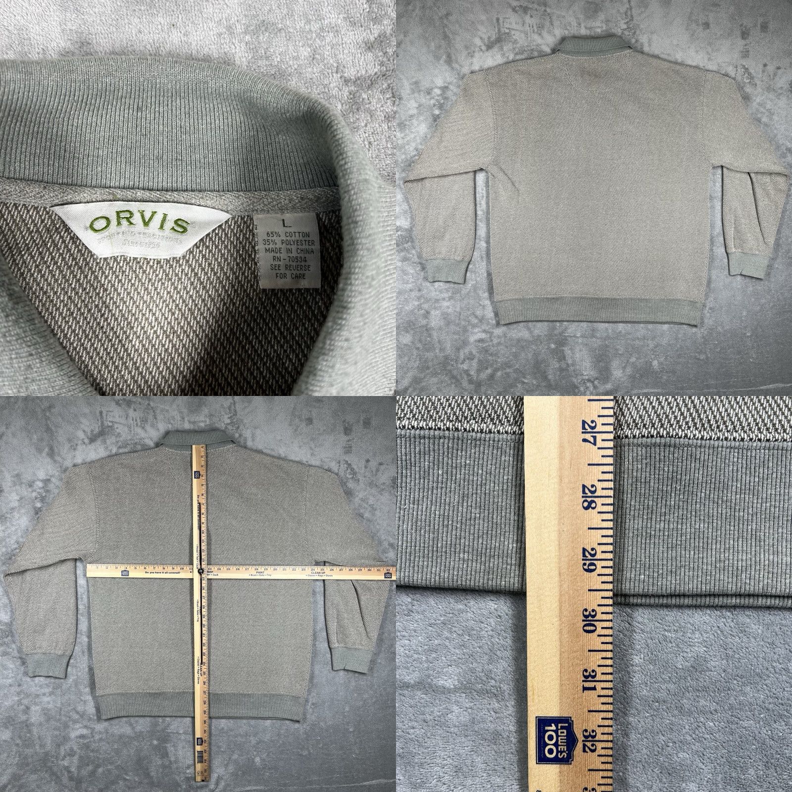 Orvis VINTAGE Orvis Collared Long Sleeve Polo Shirt Men's Large Gray Elbow Patch Size US L / EU 52-54 / 3 - 8 Thumbnail