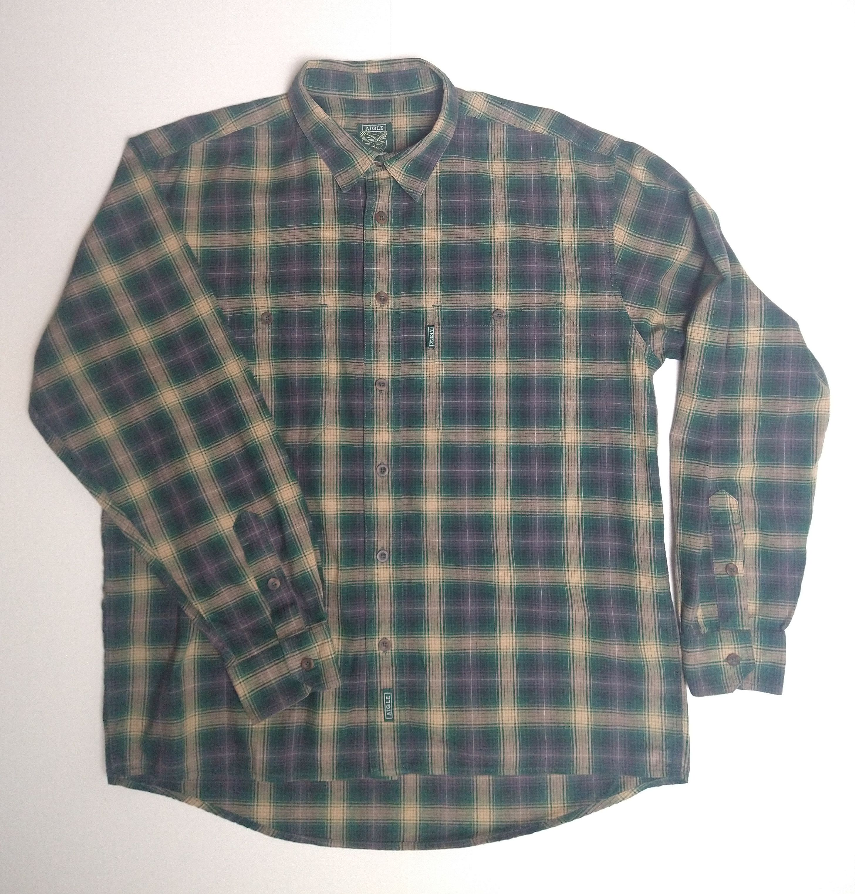 Aigle Aigle Button Shirt Top Plaid Check Flannel Outdoors France Size US XL / EU 56 / 4 - 1 Thumbnail