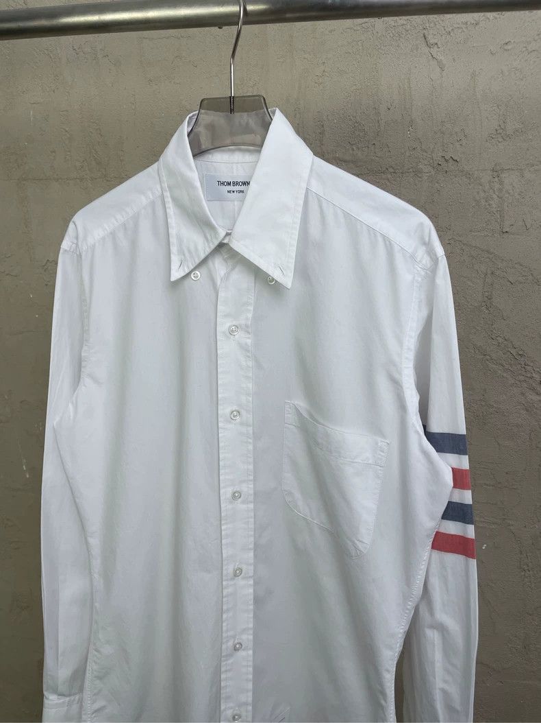 Thom Browne Thom browne White colorful four-striped long-sleeved shirt Size US XS / EU 42 / 0 - 3 Thumbnail