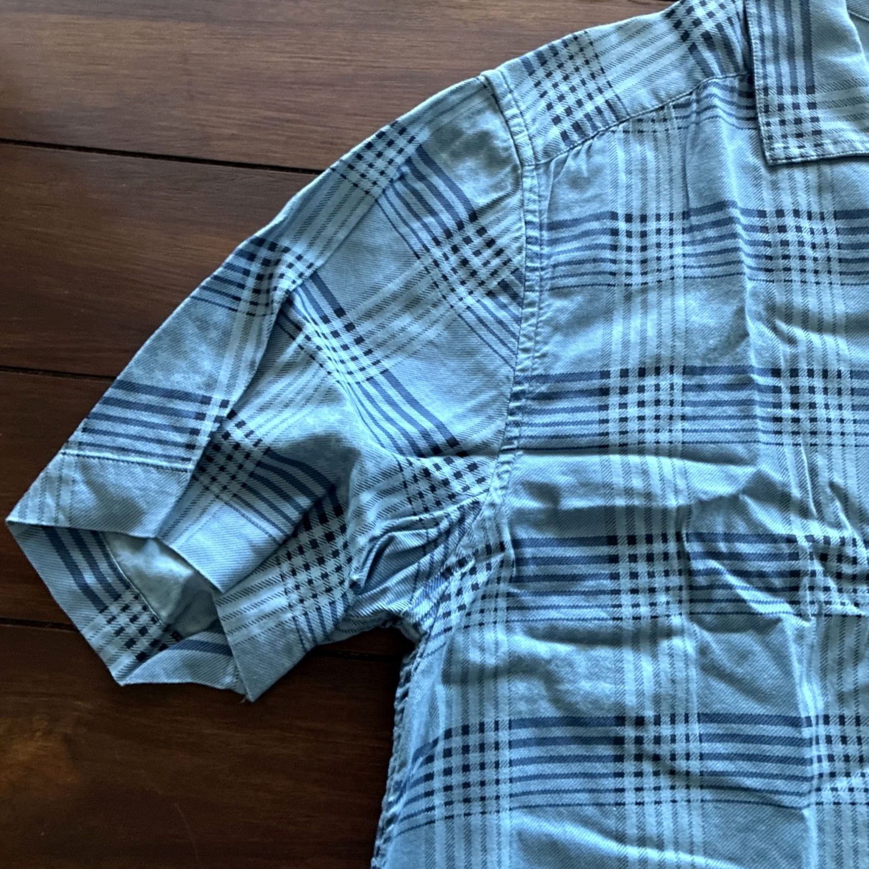 Lands' End Lands' End Blake Shelton Short Sleeve Button-Up Men Large Blue Striped Flannel A3 Size US L / EU 52-54 / 3 - 4 Thumbnail