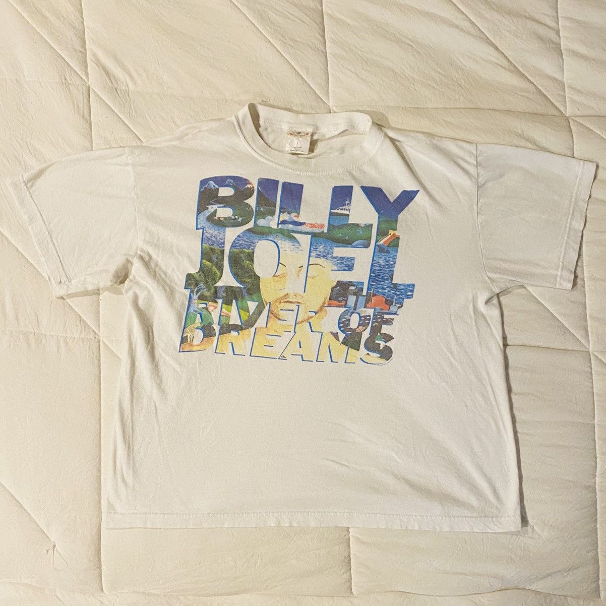 Band Tees × Vintage Vintage 1993 Billy Joel River of Dreams Tour White Tee Large Size US L / EU 52-54 / 3 - 1 Thumbnail