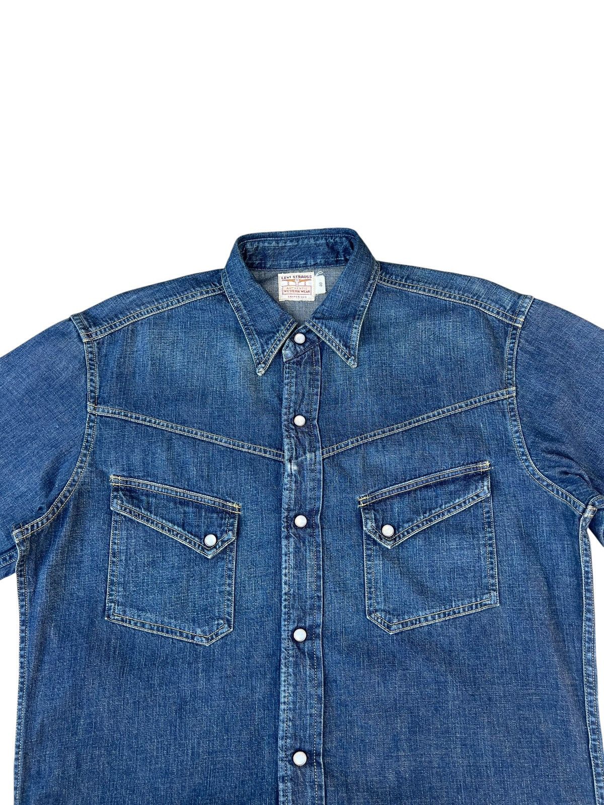 Levi's Vintage 2000 Levi’s Longhorn Snap Button Denim Western Shirt Size US L / EU 52-54 / 3 - 6 Thumbnail