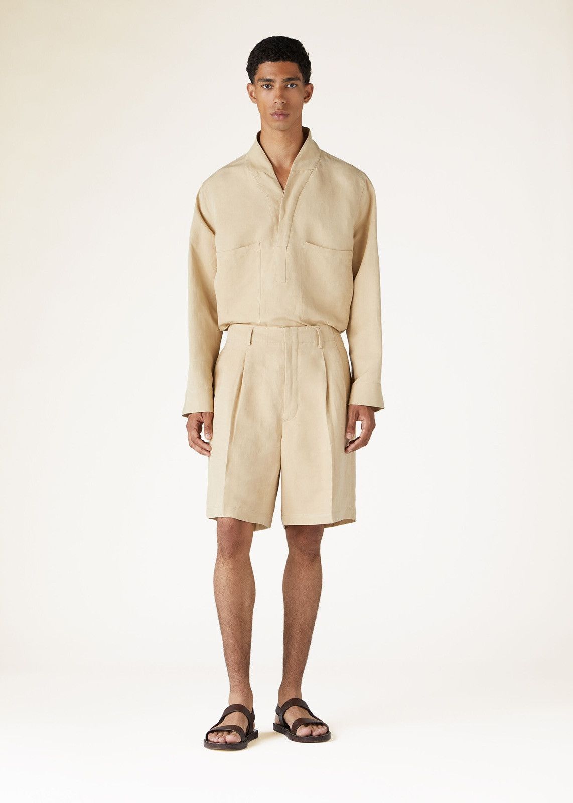 Loro Piana o1srvl11e0325 FAN6945 Biwa Silk Shirt in Beige Size US XL / EU 56 / 4 - 4 Thumbnail